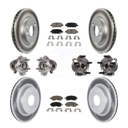 Hub Bearing Coated Disc Brake Rotor & Pads Front Rear Kit (10Pc) For Nissan LEAF