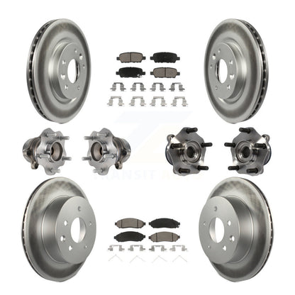 Hub Bearing Coated Disc Brake Rotor & Pads Front Rear Kit (10Pc) For Nissan LEAF