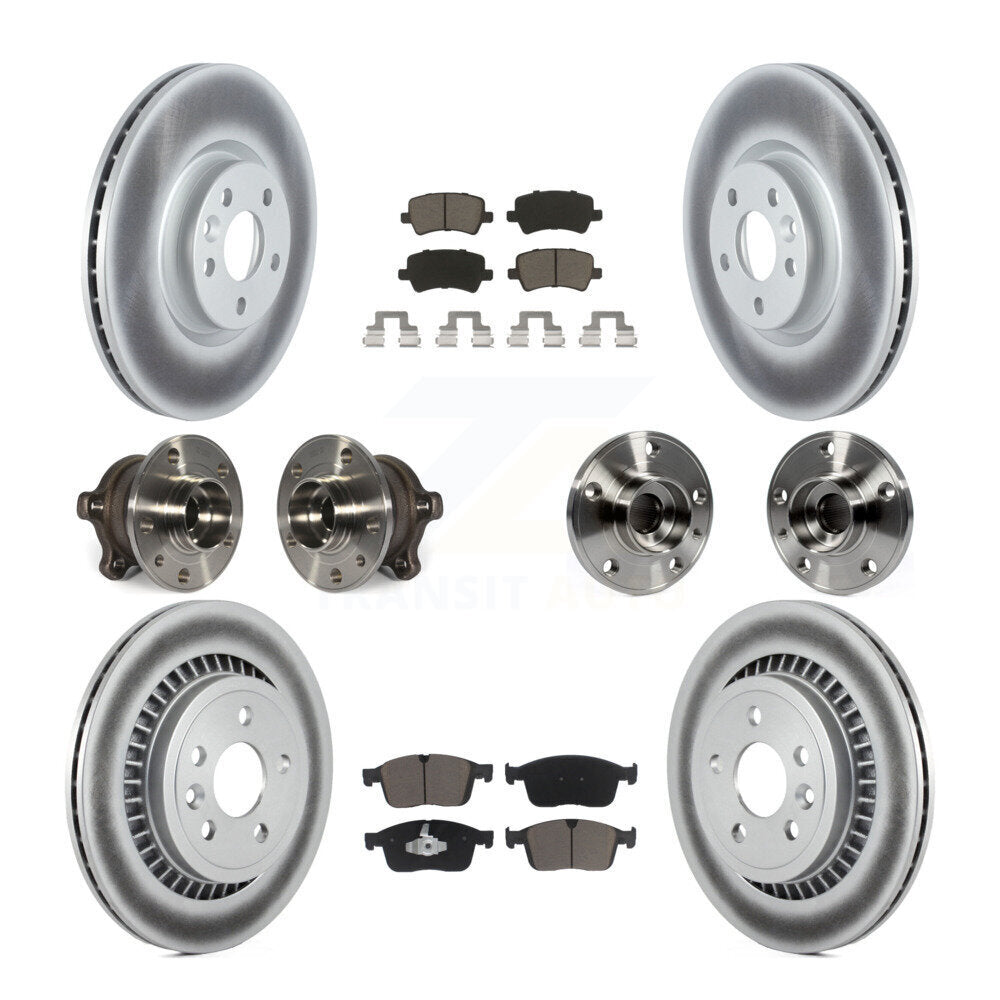Hub Bearing Coated Disc Brake Rotor Pad Front Rear Kit (10Pc) For Volvo XC60 AWD