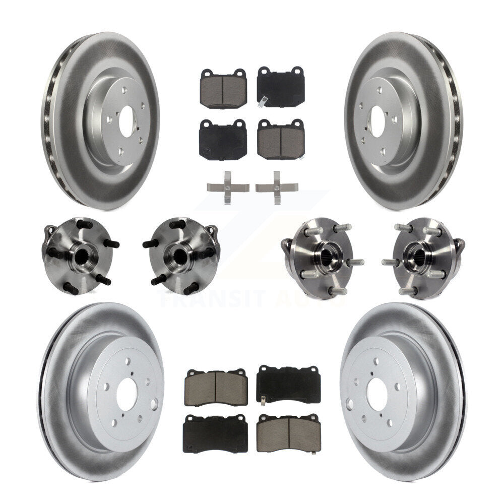 Hub Bearing Coated Brake Rotor Pads Front Rear Kit (10Pc) For Subaru Impreza WRX
