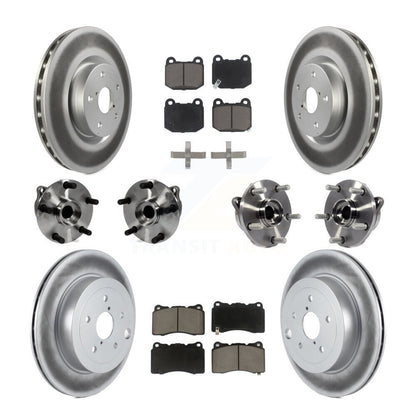 Hub Bearing Coated Brake Rotor Pads Front Rear Kit (10Pc) For Subaru Impreza WRX
