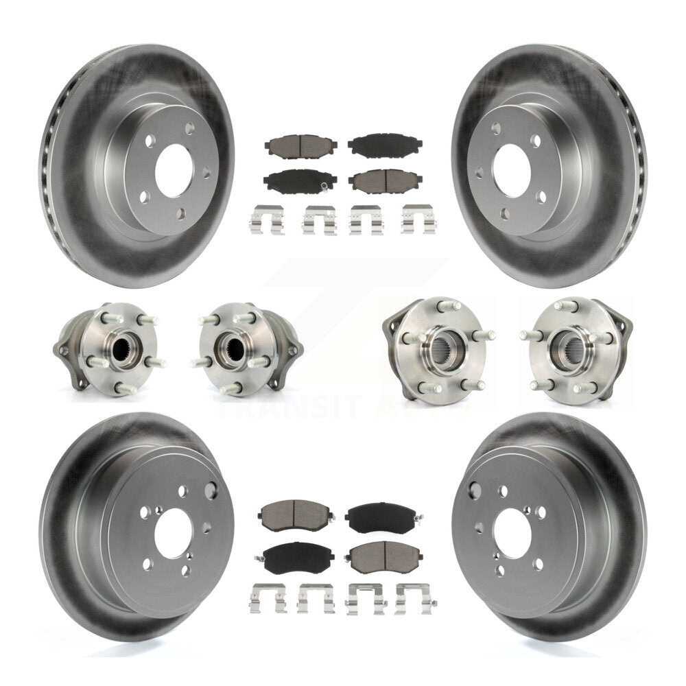 Hub Bearing Coated Disc Brake Rotor Pad Front Rear Kit (10Pc) For Subaru Impreza