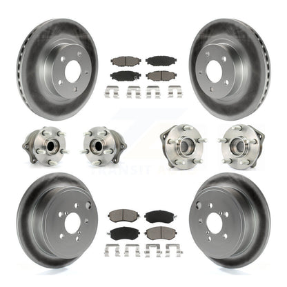 Hub Bearing Coated Disc Brake Rotor Pad Front Rear Kit (10Pc) For Subaru Impreza
