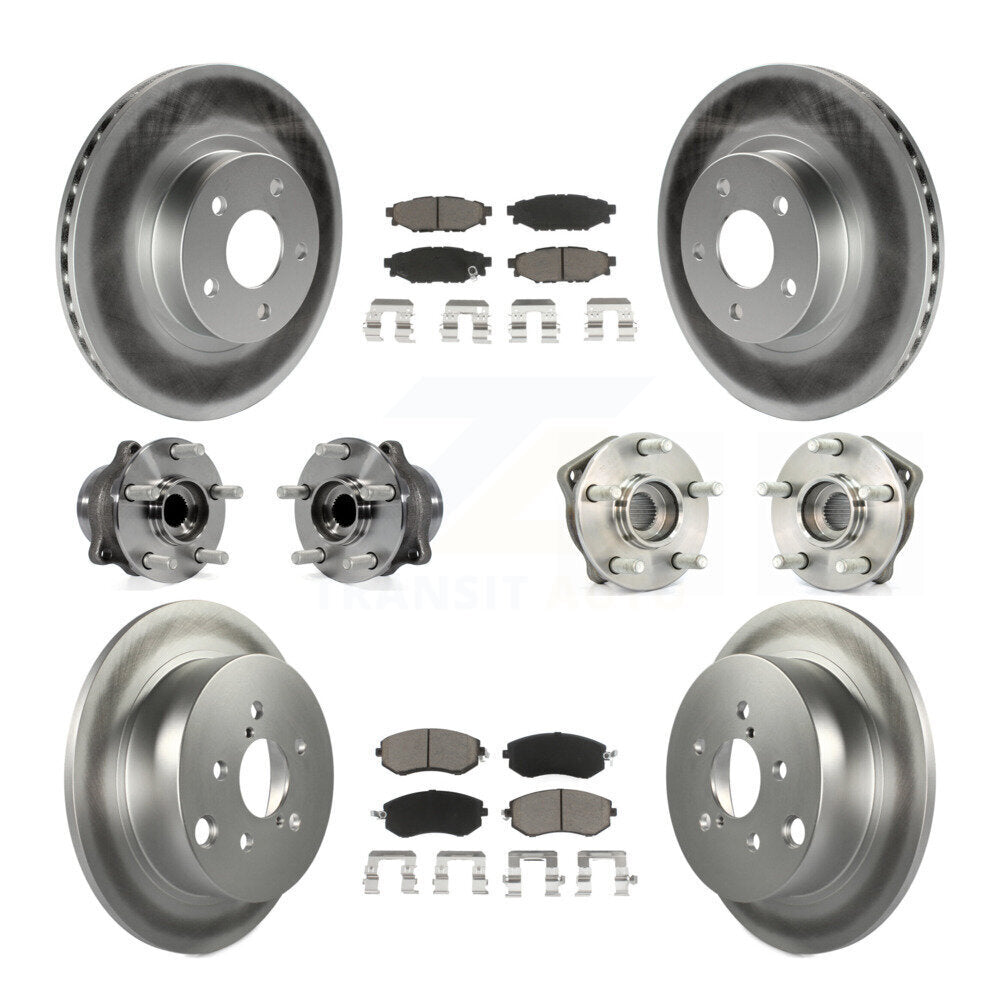 Hub Bearing Coated Disc Brake Rotor Pad Front Rear Kit (10Pc) For Subaru Impreza