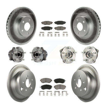 Hub Bearing Coated Disc Brake Rotor Pad Front Rear Kit (10Pc) For Subaru Impreza