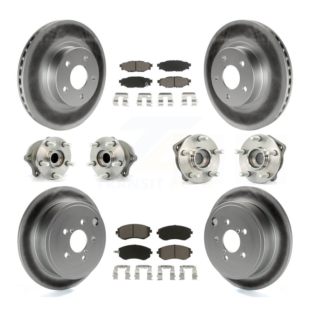 Hub Bearing Coated Disc Brake Rotor Pad Front Rear Kit (10Pc) For Subaru Impreza