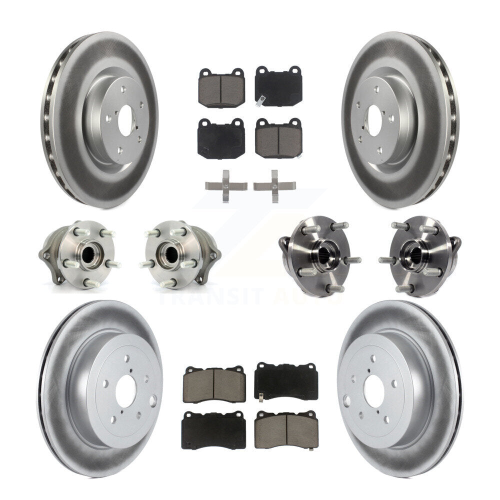 Hub Bearing Coated Brake Rotor Pads Front Rear Kit (10Pc) For Subaru Impreza WRX