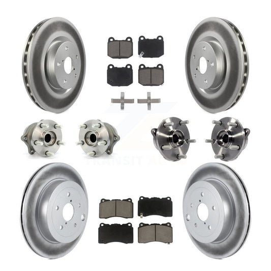 Hub Bearing Coated Brake Rotor Pads Front Rear Kit (10Pc) For Subaru Impreza WRX