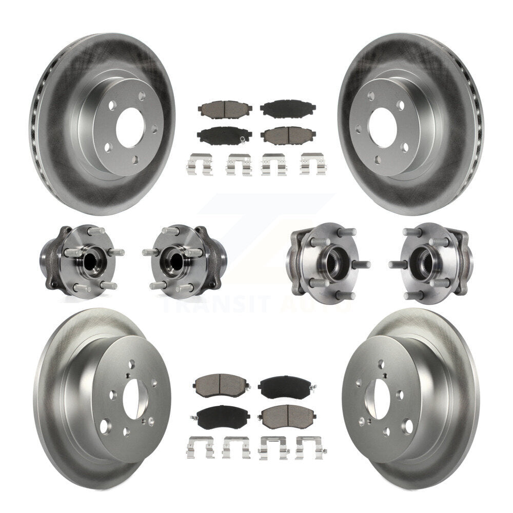 Hub Bearing Coated Disc Brake Rotor Pad Front Rear Kit (10Pc) For Subaru Impreza
