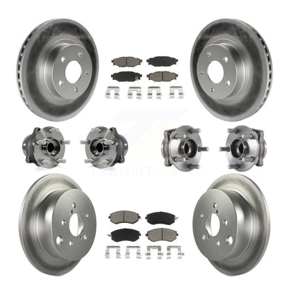 Hub Bearing Coated Disc Brake Rotor Pad Front Rear Kit (10Pc) For Subaru Impreza