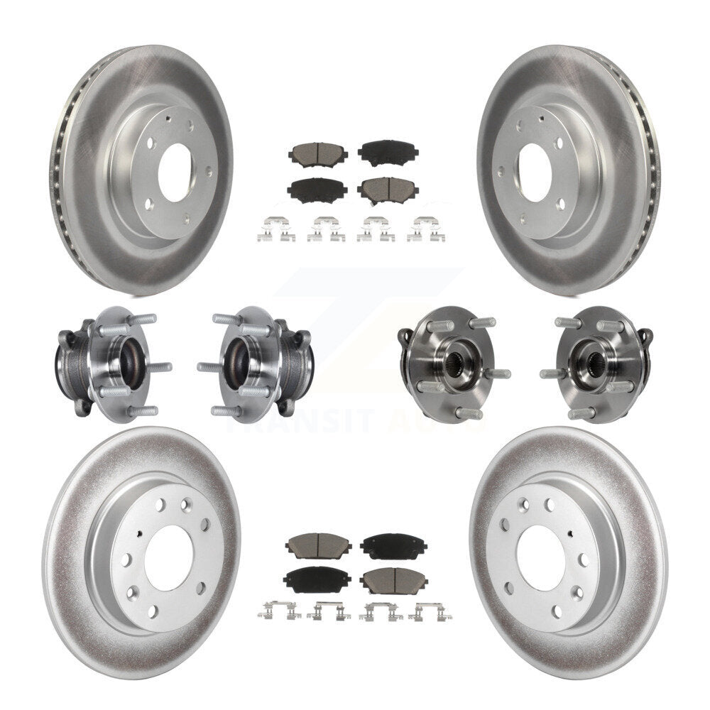 Hub Bearing Coated Disc Brake Rotor Pads Front Rear Kit (10Pc) For Mazda 3 Sport