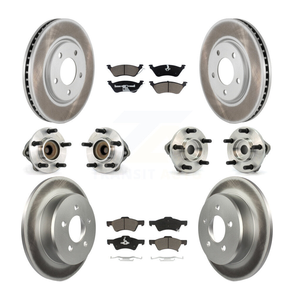 Hub Bearing Coat Brake Rotor Pad Front Rear Kit (10Pc) For Dodge Grand Caravan &