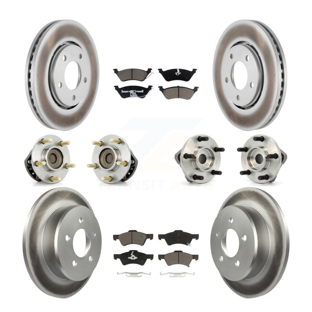 Hub Bearing Coated Disc Brake Rotor Pads Front Rear Kit (10Pc) For Dodge Caravan
