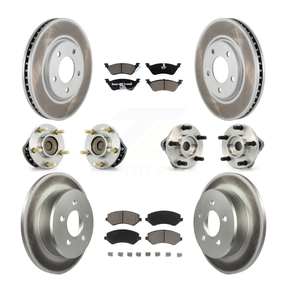 Hub Bearing Coated Brake Rotor & Pads Front Rear Kit (10Pc) For Chrysler Voyager