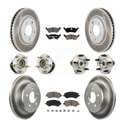 Hub Bearing Coated Brake Rotor & Pads Front Rear Kit (10Pc) For Chrysler Voyager