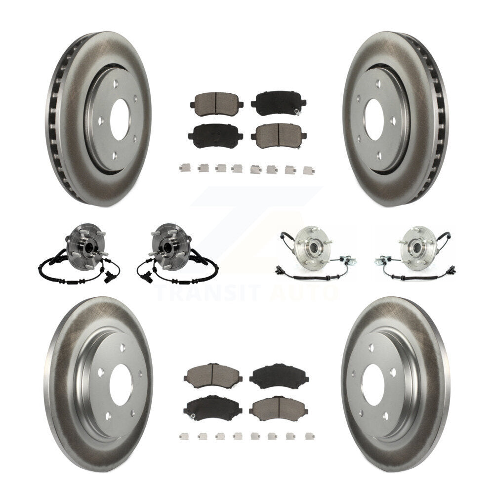 Hub Bearing Coated Brake Rotor & Pad Front Rear Kit (10Pc) For Volkswagen Routan