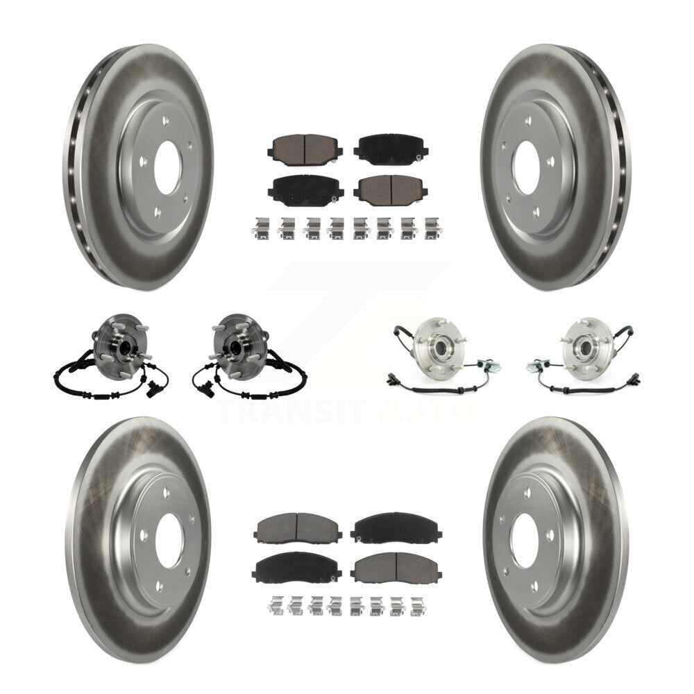 Hub Bearing Coated Brake Rotor & Pad Front Rear Kit (10Pc) For Volkswagen Routan