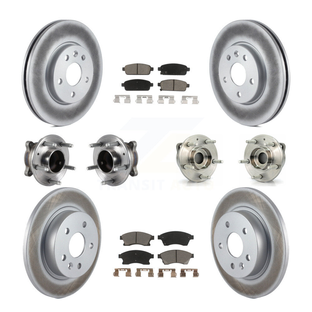 Hub Bearing Coated Brake Rotor And Pad Front Rear Kit (10Pc) For Chevrolet Cruze