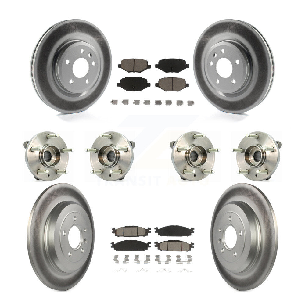 Hub Bearing Coat Brake Rotor Pads Front Rear Kit (10Pc) For Ford Flex Taurus MKT