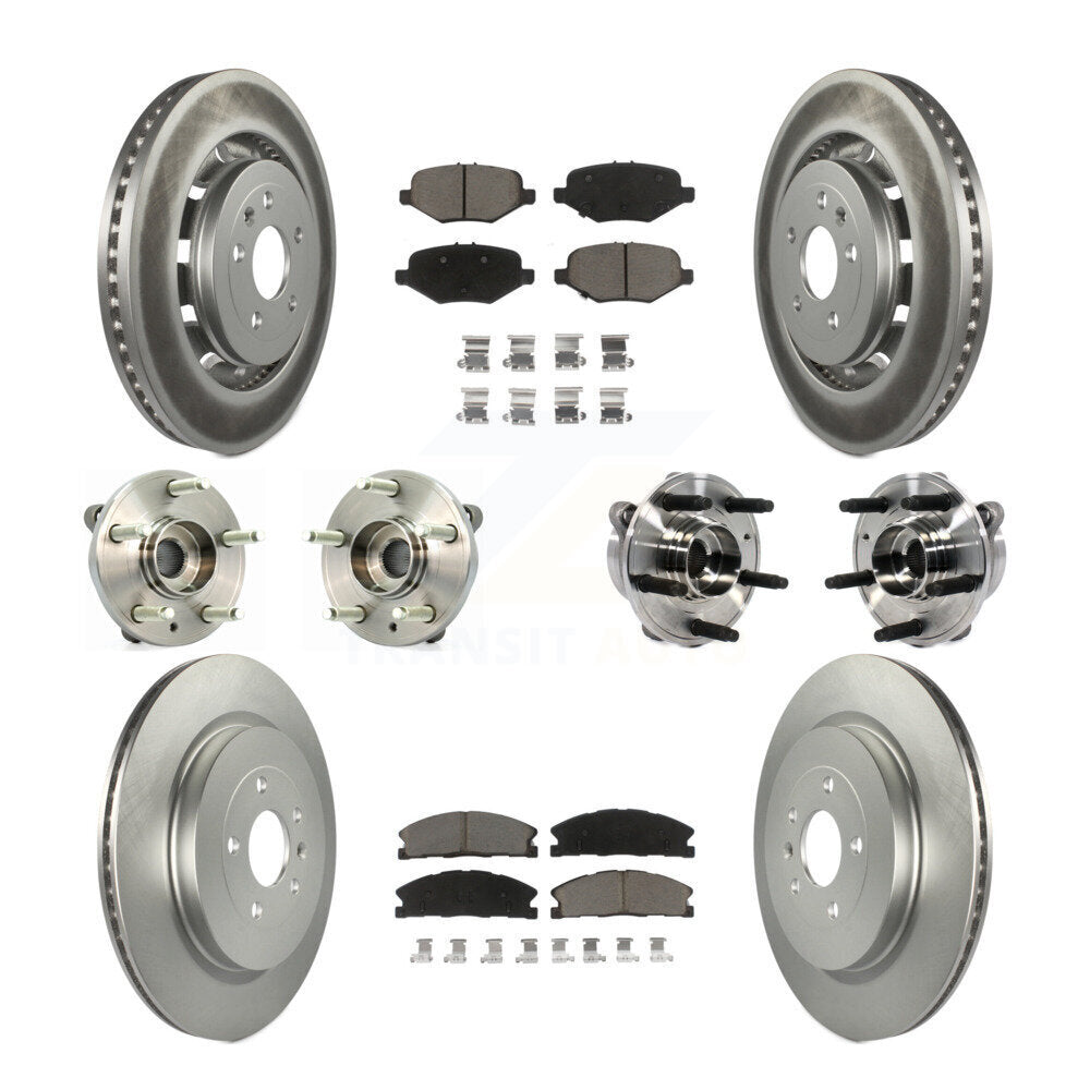 Hub Bearing Coated Brake Rotor Pads Front Rear Kit (10Pc) For Ford Taurus Police