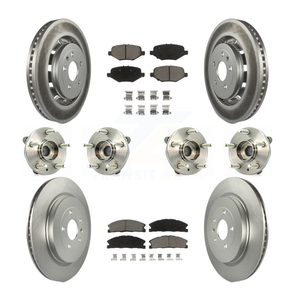 Hub Bearing Coat Brake Rotor Pads Front Rear Kit (10Pc) For Ford Flex Taurus MKS