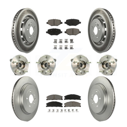 Hub Bearing Coat Brake Rotor Pads Front Rear Kit (10Pc) For Ford Flex Taurus MKS