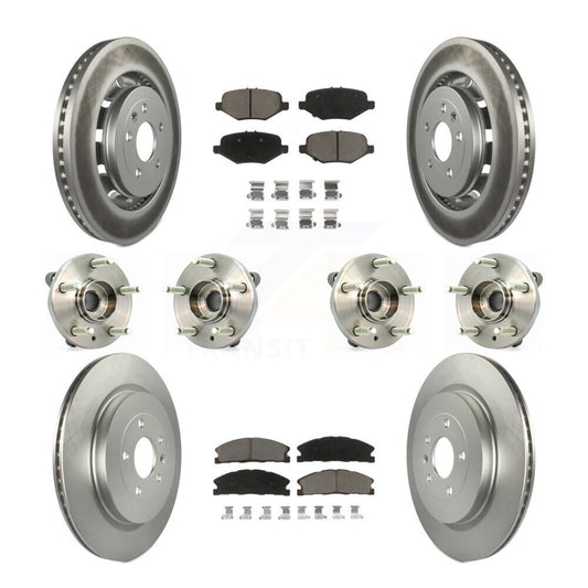 Hub Bearing Coat Brake Rotor Pads Front Rear Kit (10Pc) For Ford Flex Taurus MKS