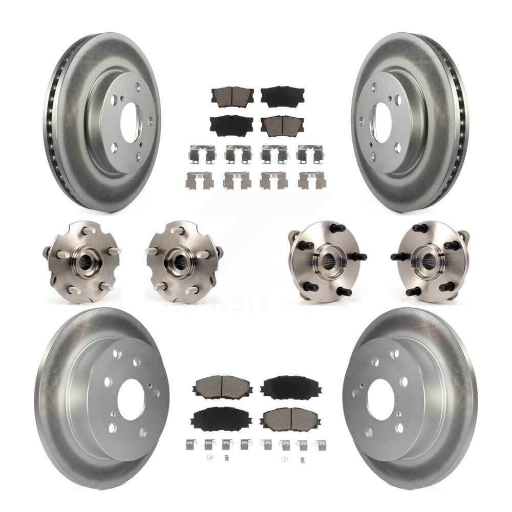 Hub Bearing Coated Disc Brake Rotor & Pads Front Rear Kit (10Pc) For Toyota RAV4