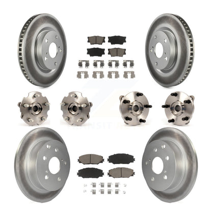 Hub Bearing Coated Disc Brake Rotor & Pads Front Rear Kit (10Pc) For Toyota RAV4