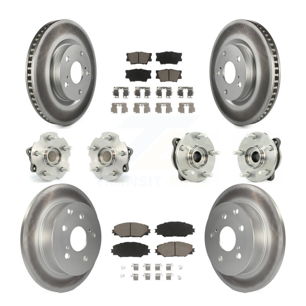 Hub Bearing Coated Disc Brake Rotor & Pads Front Rear Kit (10Pc) For Toyota RAV4