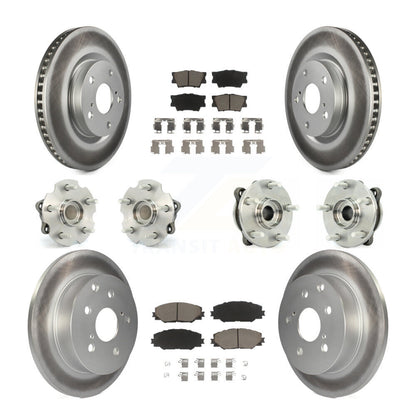 Hub Bearing Coated Disc Brake Rotor & Pads Front Rear Kit (10Pc) For Toyota RAV4