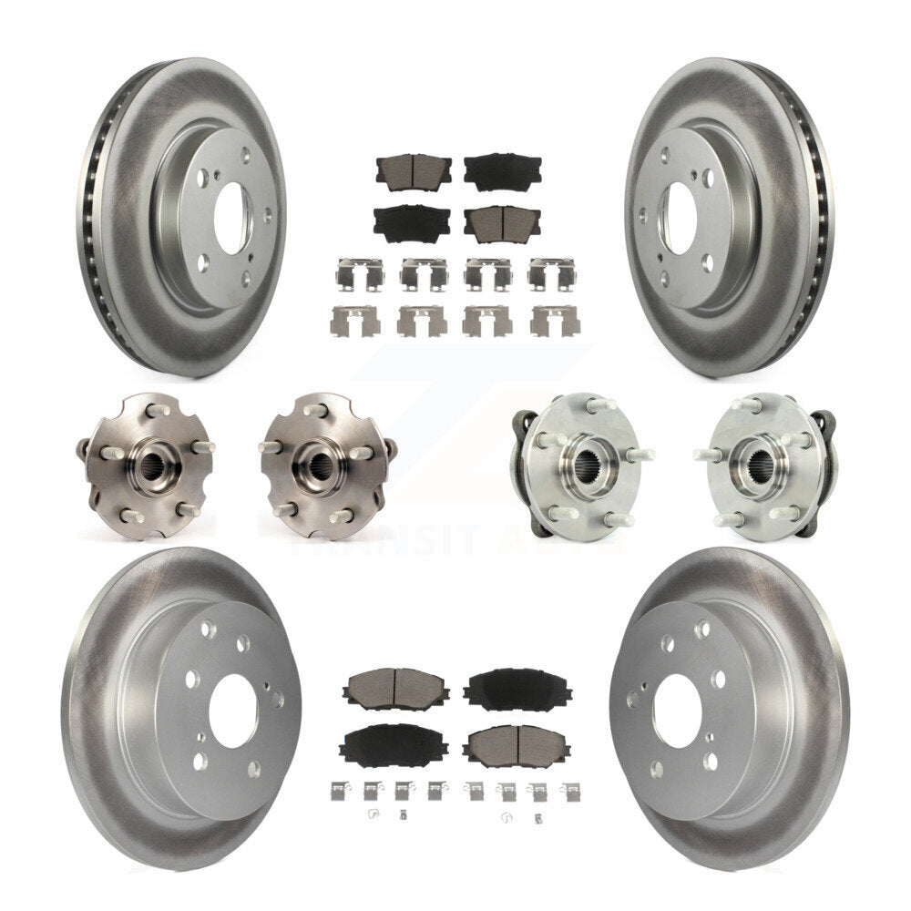 Hub Bearing Coated Disc Brake Rotor & Pads Front Rear Kit (10Pc) For Toyota RAV4