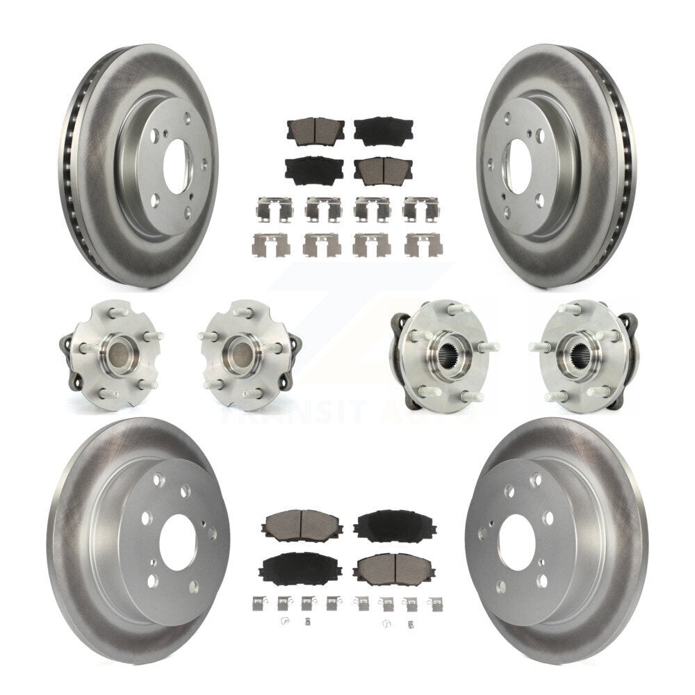 Hub Bearing Coated Disc Brake Rotor & Pads Front Rear Kit (10Pc) For Toyota RAV4