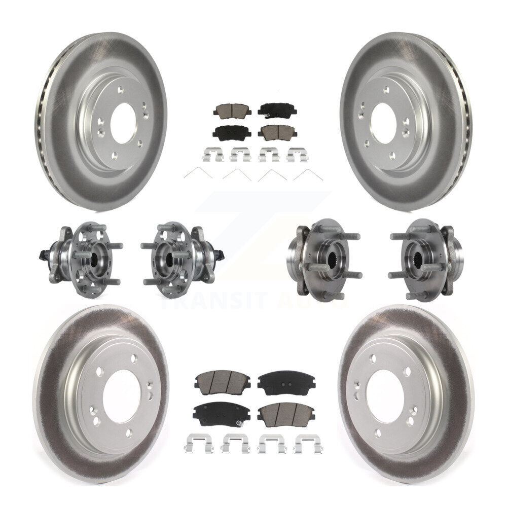 Hub Bearing Coat Brake Rotor Pads Front Rear Kit (10Pc) For Hyundai Elantra 1.6L