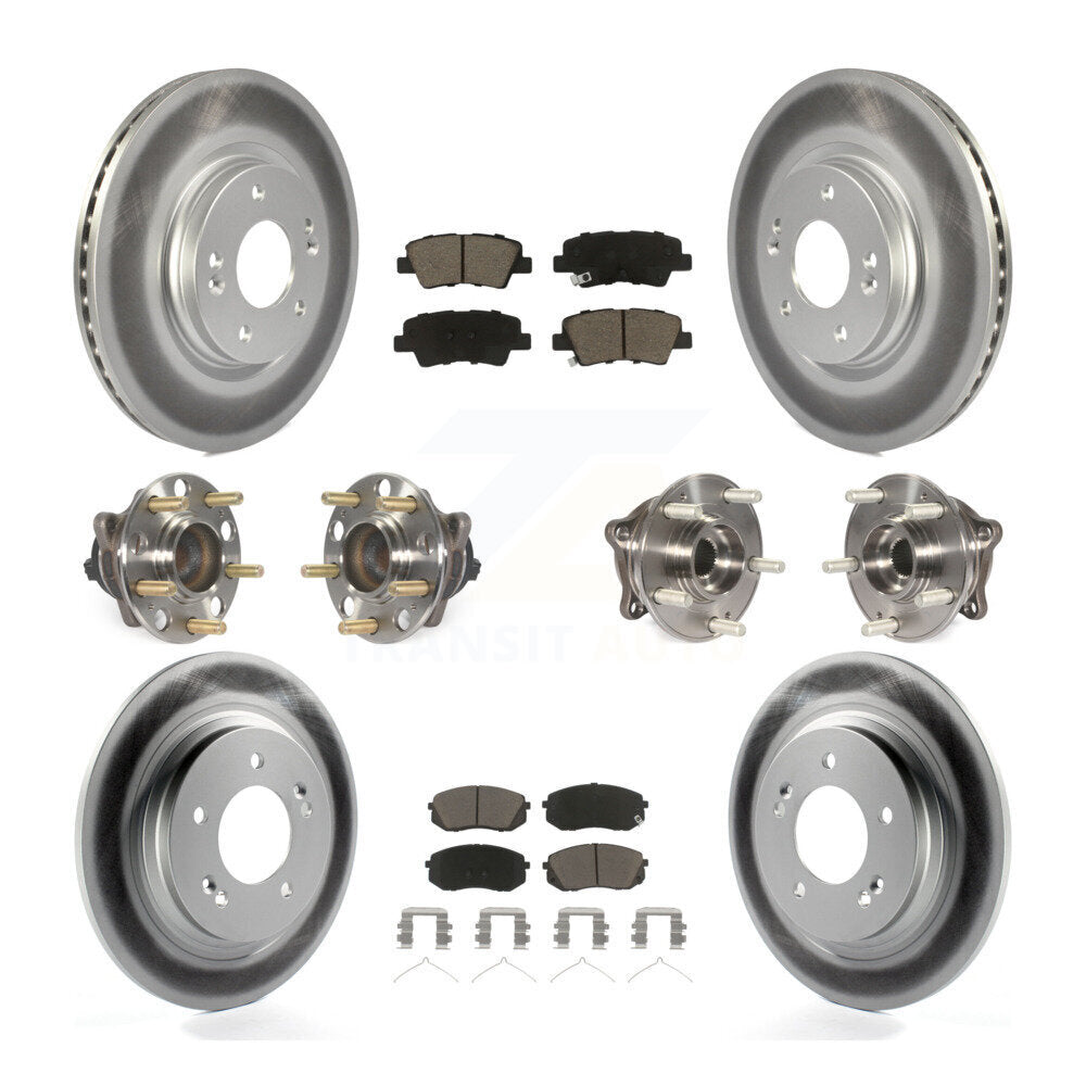 Hub Bearing Coated Disc Brake Rotor And Pad Front Rear Kit (10Pc) For Kia Optima