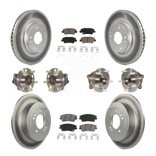 Hub Bearing Coated Brake Rotor Pads Front Rear Kit (10Pc) For Hyundai Tucson Kia