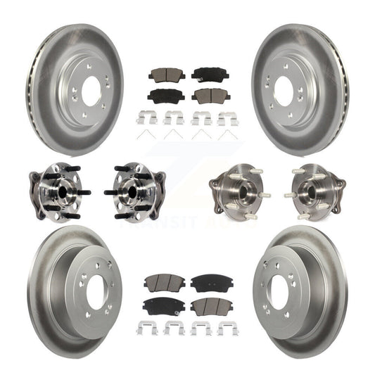 Hub Bearing Coated Brake Rotor Pads Front Rear Kit (10Pc) For Hyundai Tucson Kia