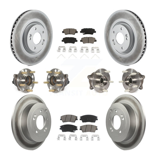 Hub Bearing Coated Disc Brake Rotor & Pad Front Rear Kit (10Pc) For Kia Sportage