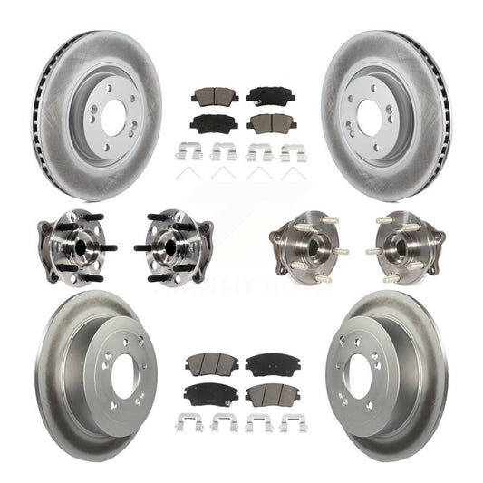 Hub Bearing Coated Disc Brake Rotor & Pad Front Rear Kit (10Pc) For Kia Sportage