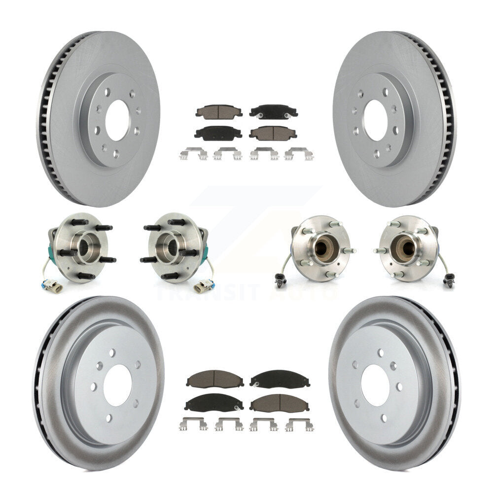 Hub Bearing Coated Disc Brake Rotor & Pad Front Rear Kit (10Pc) For Cadillac CTS