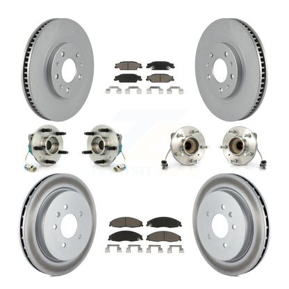 Hub Bearing Coated Disc Brake Rotor & Pad Front Rear Kit (10Pc) For Cadillac CTS
