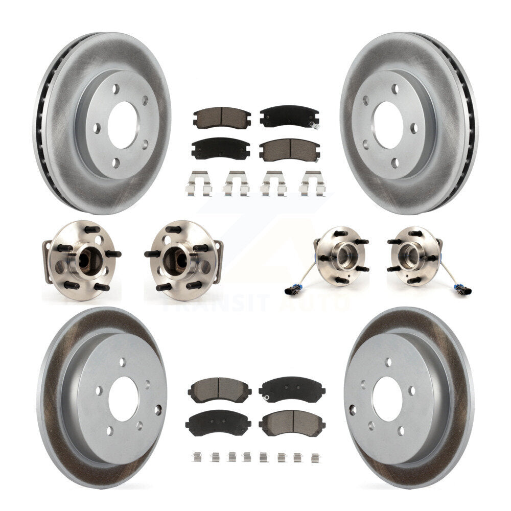 Hub Bearing Coated Disc Brake Rotor Pads Front Rear Kit (10Pc) For Pontiac Aztek