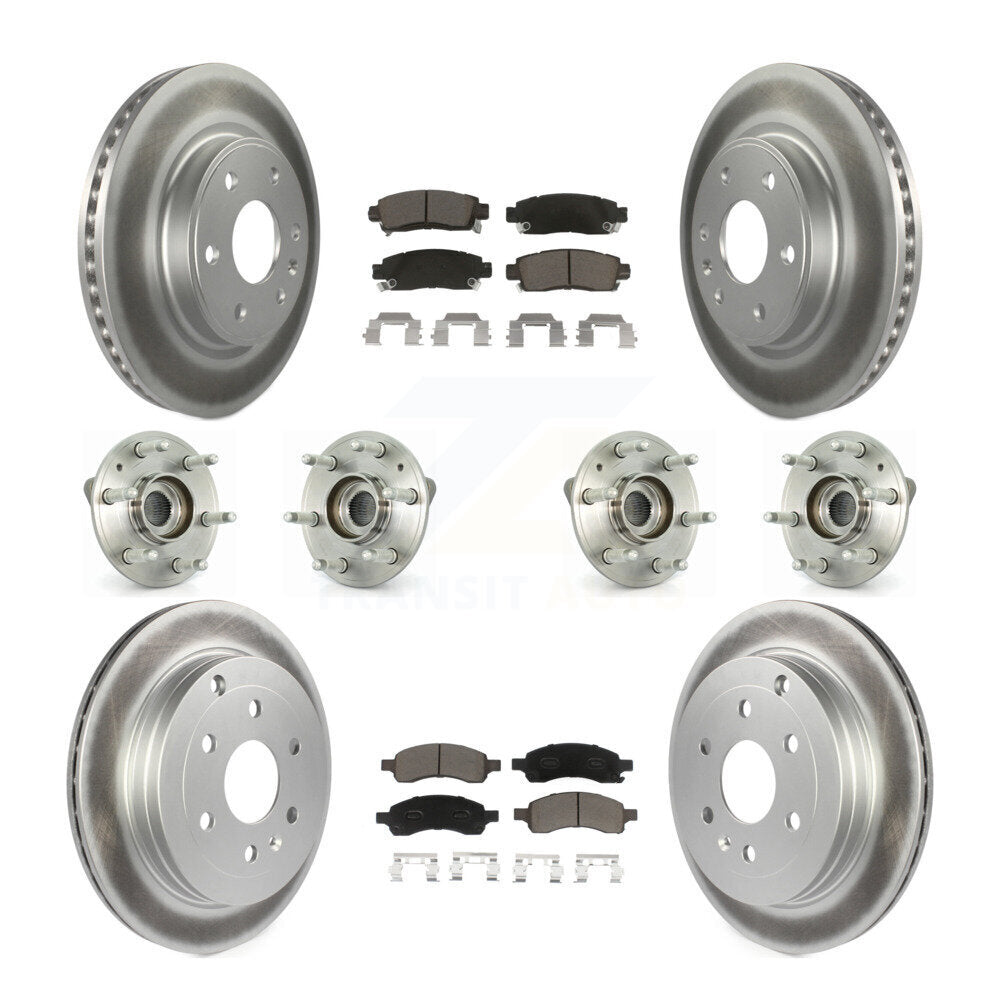 Hub Bearing Coated Brake Rotor & Pads Front Rear Kit (10Pc) For GMC Acadia Buick