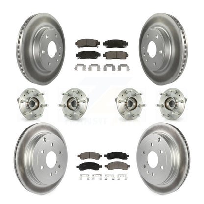 Hub Bearing Coated Brake Rotor & Pads Front Rear Kit (10Pc) For GMC Acadia Buick