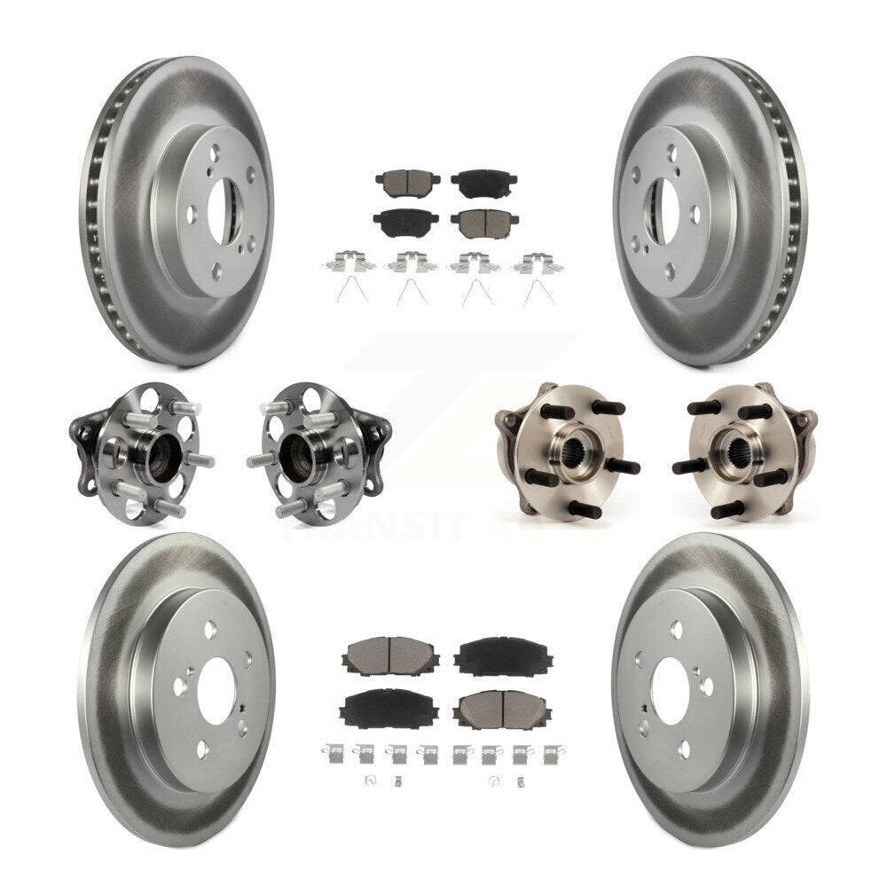 Hub Bearing Coat Brake Rotor Pads Front Rear Kit (10Pc) For Toyota Prius Plug-In
