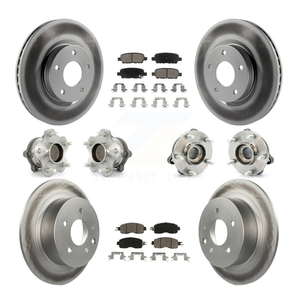 Hub Bearing Coated Disc Brake Rotor Pads Front Rear Kit (10Pc) For Nissan Altima