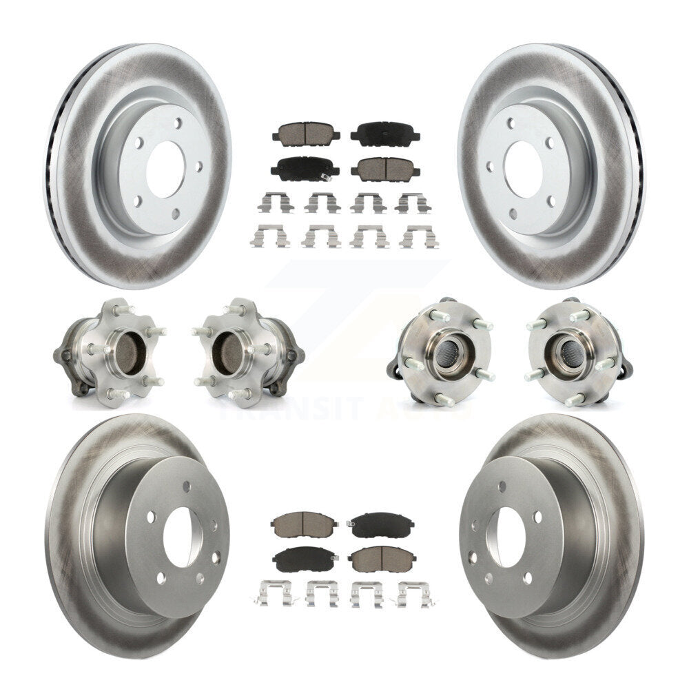 Hub Bearing Coated Disc Brake Rotor Pads Front Rear Kit (10Pc) For Nissan Altima