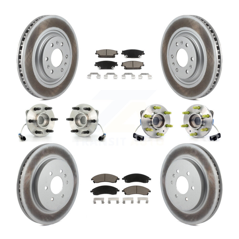 Hub Bearing Coated Brake Rotor & Pads Front Rear Kit (10Pc) For Cadillac SRX AWD