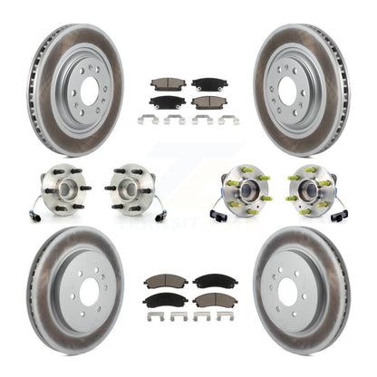 Hub Bearing Coated Brake Rotor & Pads Front Rear Kit (10Pc) For Cadillac SRX AWD