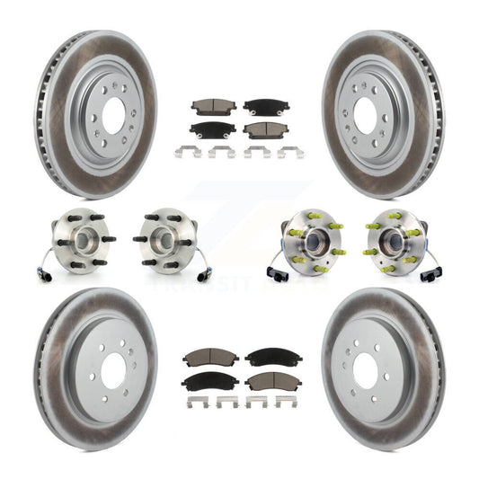 Hub Bearing Coated Brake Rotor & Pads Front Rear Kit (10Pc) For Cadillac SRX AWD